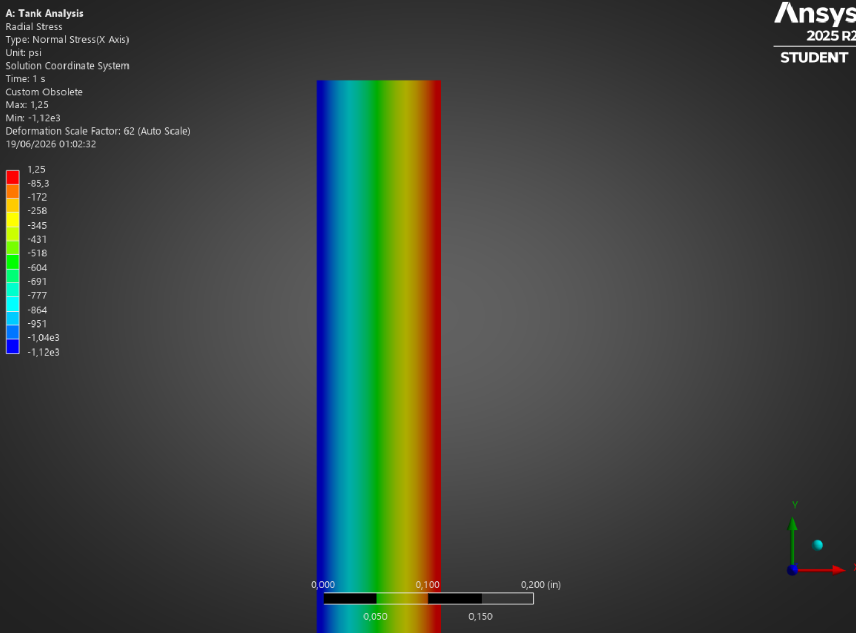 Tank wall radial stress (FEA)