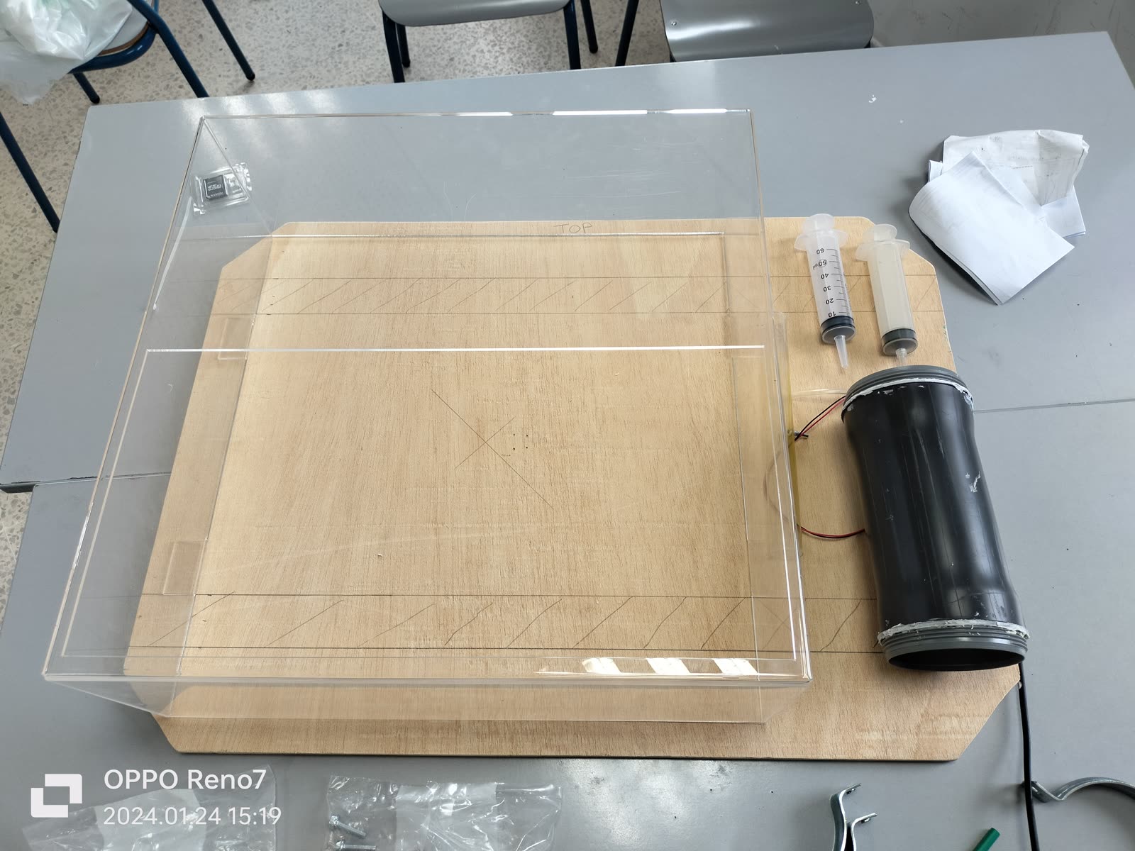 Sealed acrylic enclosure on its base